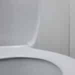 white restroom, toilet, toilet paper and sink composition